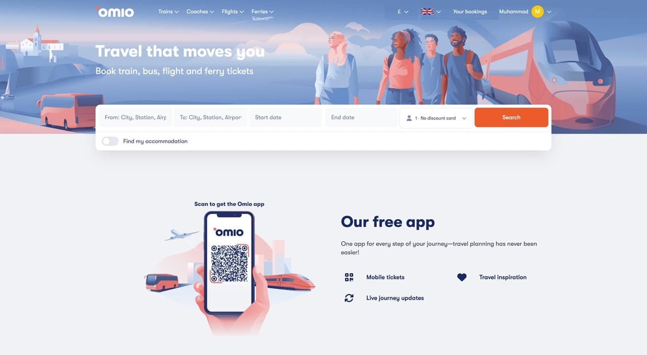 Omio.com Clone – Travel Booking Website